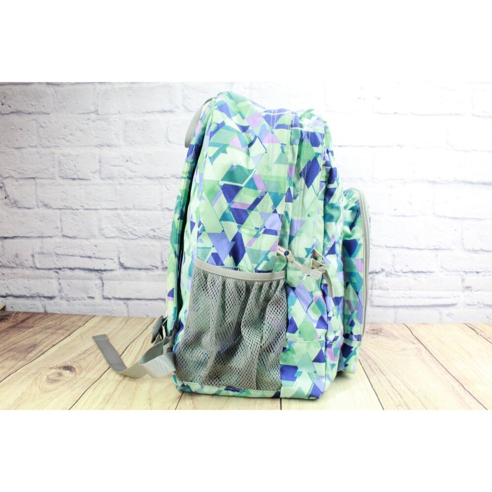 LL Bean Big Kids Citron Geo Polyester Deluxe Book Pack 37L Print School Backpack - Picture 4 of 12